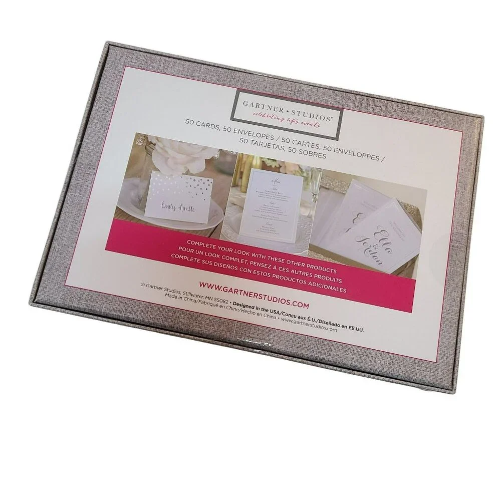 Gartner Studios Thank You Cards & Envelopes Set 50 Pack Elegant Black Damask Des